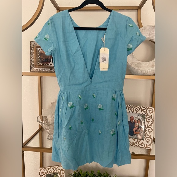 NWT Fanm Mon Bomba Dress size M Baltic Sea Blue mini Manmzel Tuckernuck - Picture 4 of 8